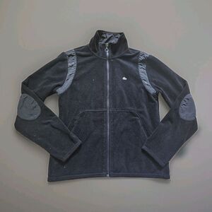 Lacoste Jacket Womens Size 40 Black Fleece Full Zip Embroidered Logo Gator